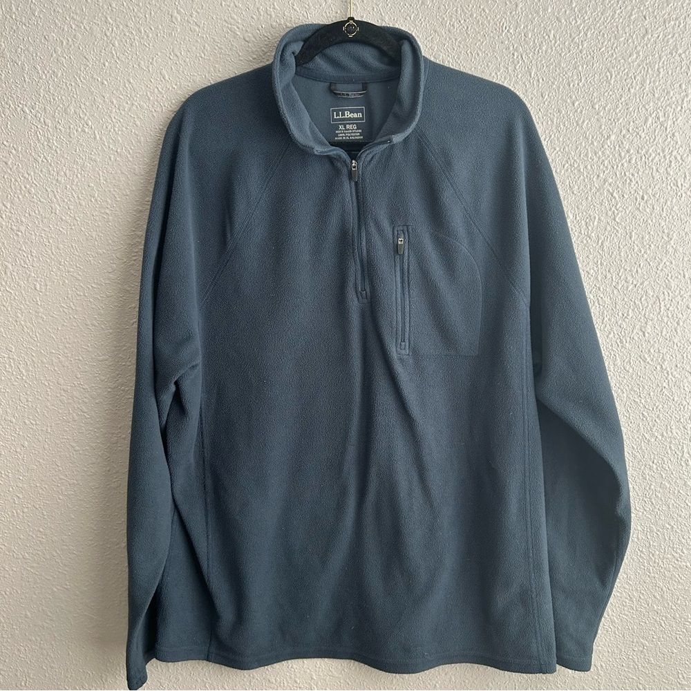 L.L. Bean Navy Gray Quarter Zip Pullover‎ Soft Lightweight Fleece Sweatshirt